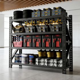 5000 lbs Heavy Duty Garage Shelving, 4-Shelf Adjustable Metal Storage Unit (63"H x 67"W x 23.7"D) 5000LBS Capacity Industrial Shelving for Wareho