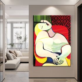 Hand Painted Oil Painting Pablo Picasso After the Original Painting Small the Dream Living Room Hallway Bedroom Luxurious Decorative Painting (style: 01, size: 90X120cm)