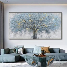 Hand Painted Oil Painting Oil Painting on Canvas Tree Blue Abstract Trees Landscape Modern Oil Painting Original Hand Painted Painting Modern Art (style: 01, size: 150X220cm)