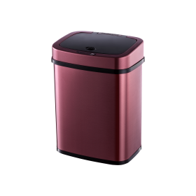 Stainless Steel Automatic Motion Sensor Trash Can, Touch-Free Rectangular Garbage Bin with Odor Sealing Ring (style: burgundy)