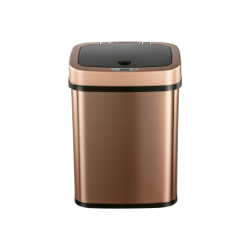 Stainless Steel Automatic Motion Sensor Trash Can, Touch-Free Rectangular Garbage Bin with Odor Sealing Ring (style: Golden)